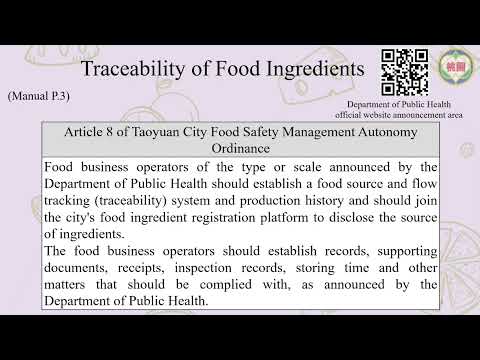 Ch1-TAOYUAN CITY FOOD SAFETY MANAGEMENT SYSTEM FOR FOOD AND BEVERAGE