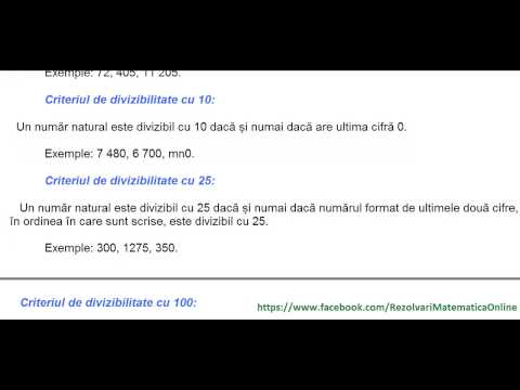 Clasa a VI-a - Cap. Divizibilitatea numerelor naturale - Criterii de divizibilitate  TEORIE