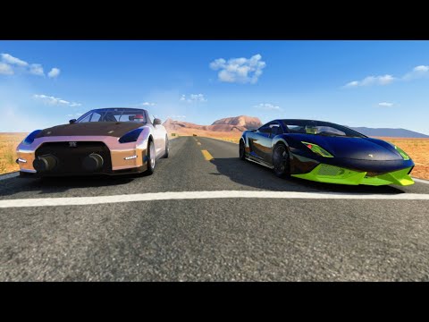 Lamborghini Gallardo LP-7777 SL Quad Turbo vs AMS Nissan GT-R ALPHA QUEEN at Monument Valley