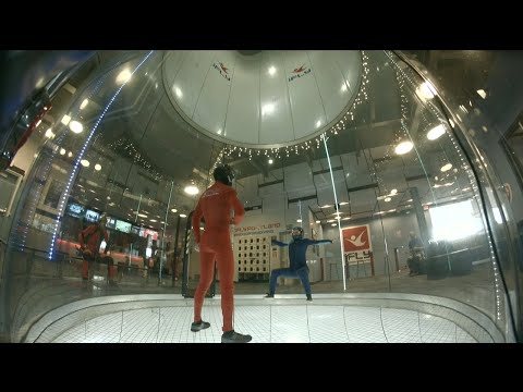 Indoor skydiving: sit fly practice (Nell 37)