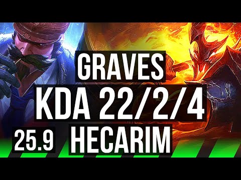 GRAVES vs HECARIM (JGL) | 22/2/4, Legendary | KR Master | 25.9