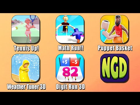 Tennis Up!, Math Run!!, Puppet Basket, Weather Tuner 3D, Digit Run 3D | New Games Daily