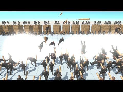 100 Poojectile Gorilla on High Ground vs 100 Modern Humans Army Animal Revolt Battle Simulator