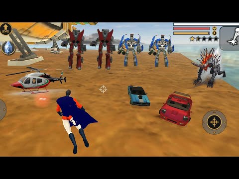 Vegas Crime Simulator (Red Super Hero Fight Car Robot) Big Robot Car on Sea - Android Gameplay HD