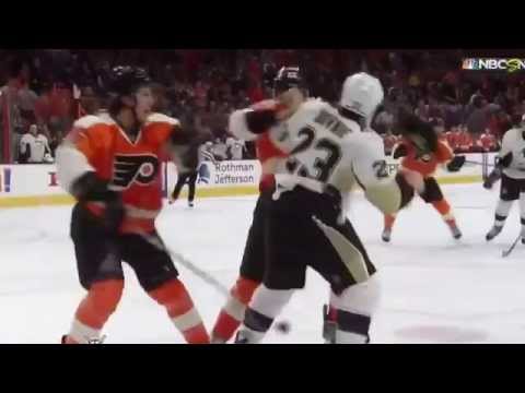 Flyers vs Penguins: four fights in the second period. 20 january 2015
