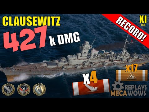DAMAGE RECORD! Clausewitz 4 Kills & 427k Damage | World of Warships Gameplay