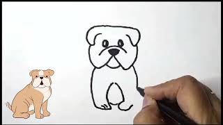 How to draw a Bulldog Easy Step by Step for Kids 🦴
