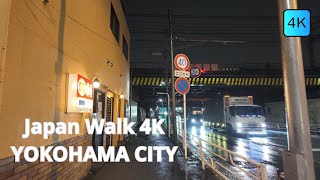 [Japan Walk 4K] japan night walk  in yokohama city under the drizzle | japan 4K60fps
