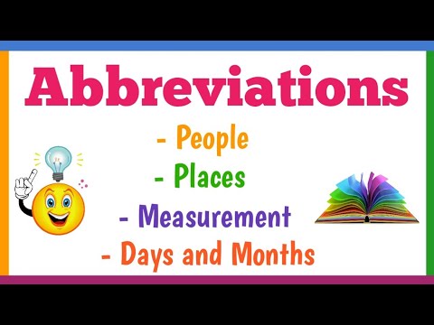 Abbreviations (People, Places, Measurement, Days and Months)