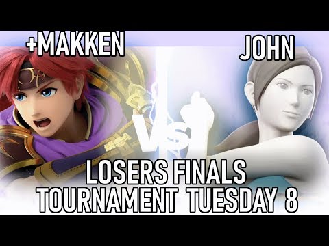 +Makken (Roy) vs  John (Wii Fit Trainer) - Tournament Tuesday #8 Losers Finals