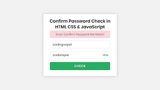 Confirm Password Check in HTML CSS &amp; JavaScript | CodingNepal