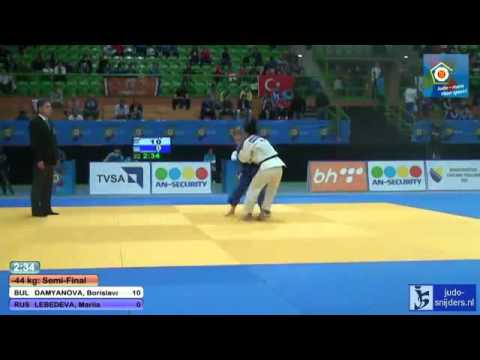 2013 European Championships Juniors Sarajevo: Damyanova (BUL) - Lebedeva (RUS) [-44kg] semi-final