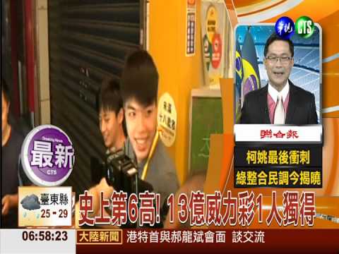 史上第6高! 13億威力彩1人獨得