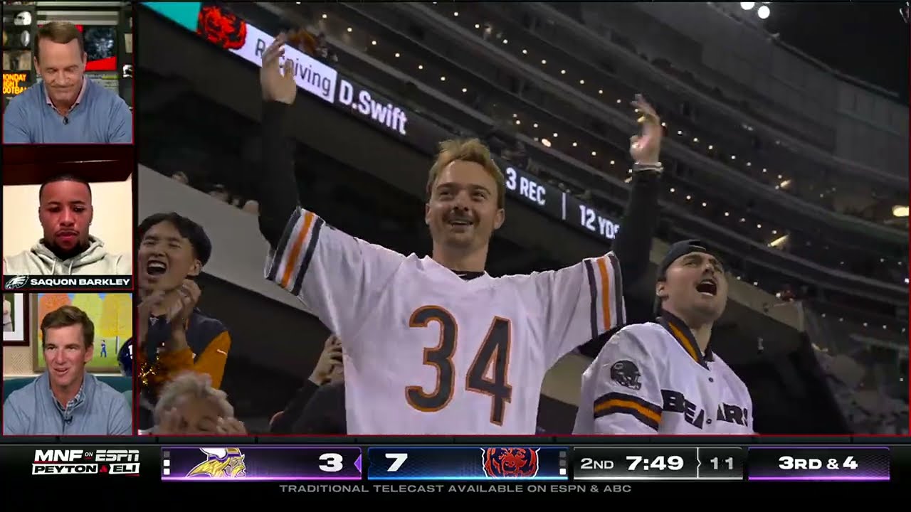 Saquon Barkley joins Peyton & Eli for Vikings vs. Bears | 'MNF ManningCast'