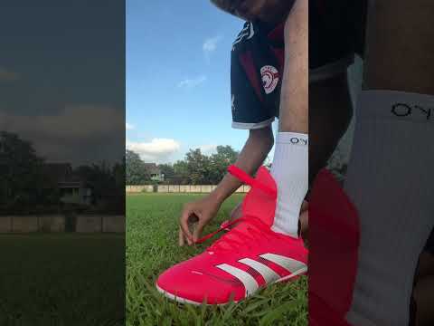 ASMR🔊 lacing up adidas predator league FT “pure victory pack”🔴⚪️ #asmr #adidaspredator #shorts