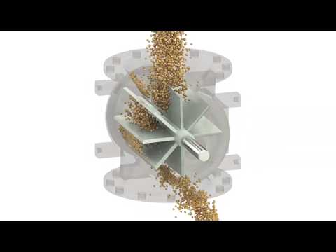 A 3D view of material flow in an MD Series rotary airlock valve