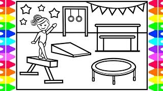 How to Draw Gymnastics for Kids 💜💖💚💛Gymnastics Drawing for Kids | Gymnastics Coloring Pages Kids