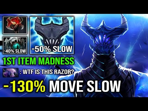 YOU CAN'T MOVE 1st Item Madness Razor -130% Move Slow with Skadi Butterfly vs Hard Carry Tiny Dota 2