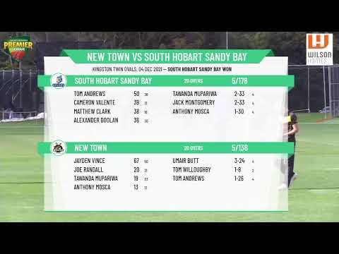 Wilson Homes CTPL - Men's 1st Grade - Round 10 - New Town v South Hobart Sandy Bay