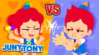 Juny vs Tony | ¿Quién Ganará? | Duelo de Gemelos | Canciones Infantiles | JunyTony en español