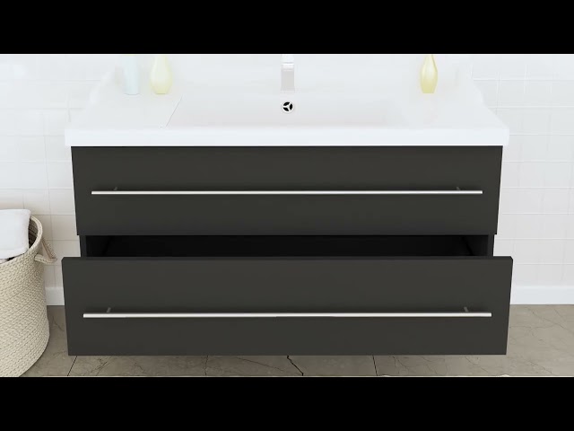 Video Teaser für 804720 vidaXL Sink Cabinet Black 100x38,5x48 cm Engineered Wood