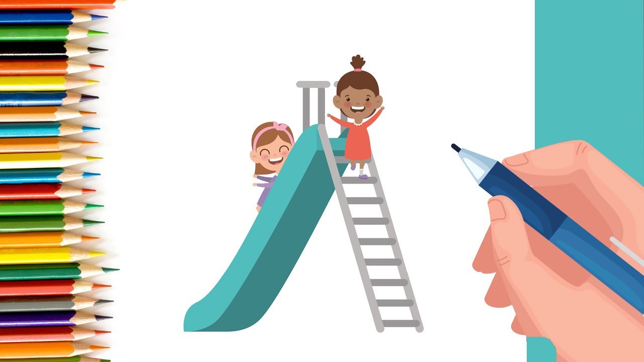 How to Draw easy Playground Slide step by step for Kids   #shorts