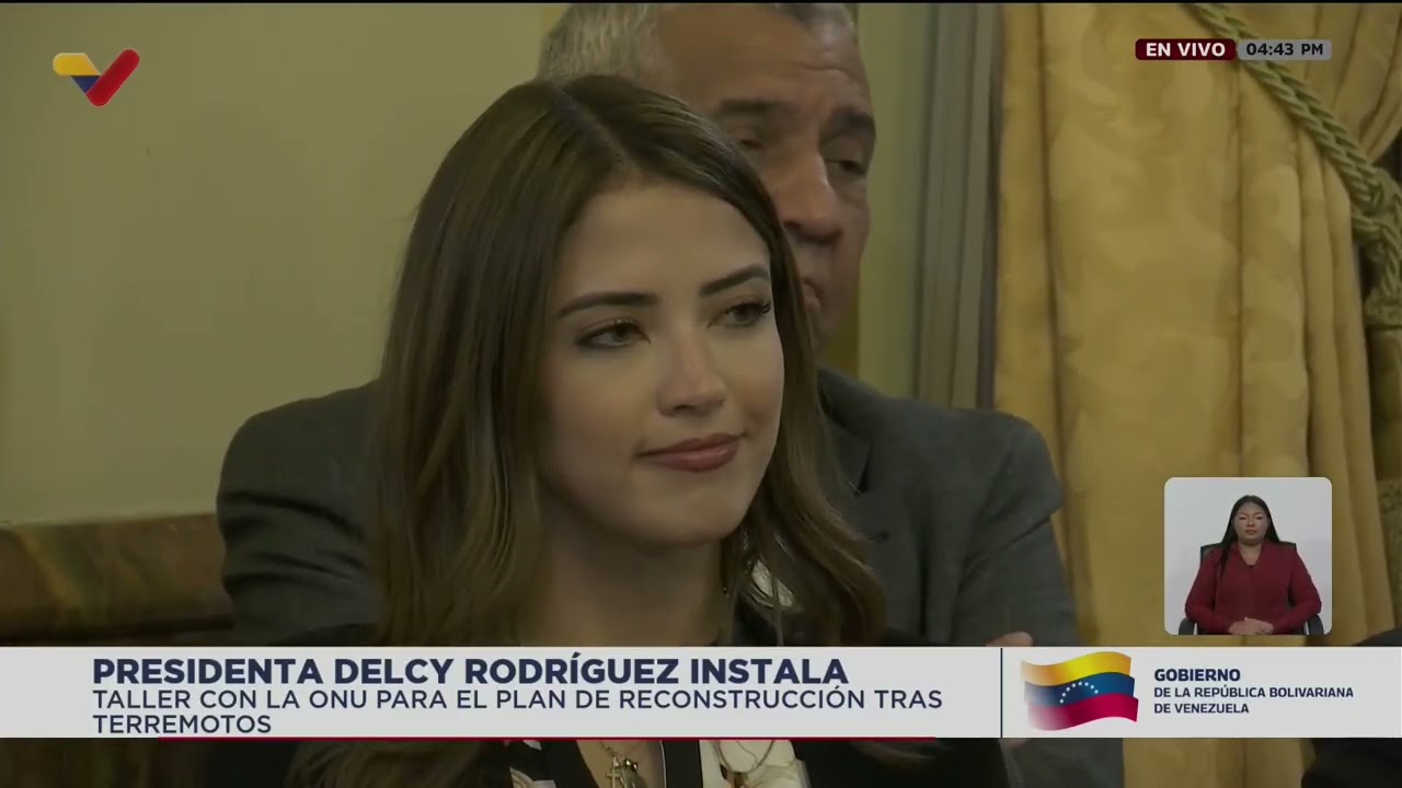 Delcy Rodríguez en taller con la ONU para plan de reconstrucción tras terremotos, 29 julio 2026