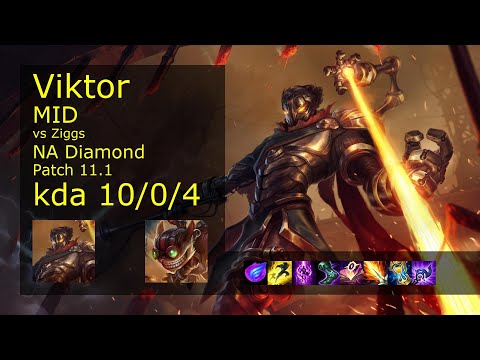 Viktor vs Ziggs Mid - NA Diamond 10/0/4 Patch 11.1 Gameplay