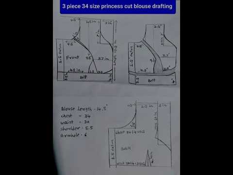 3 piece 34 size princess cut blouse drafting ✂️ princess cut blouse cutting #blouse #shorts