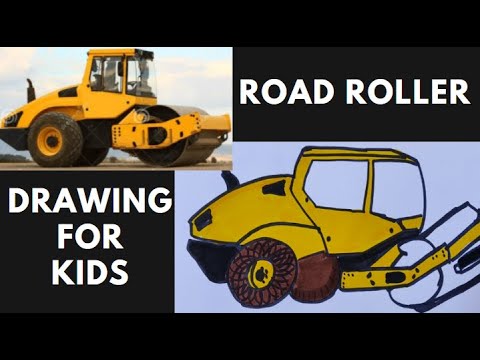 How to draw a Road Roller #Construction Equipment #Art for kids by Ipsita #Learn Road Roller Drawing
