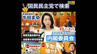 国民民主党 牛田まゆ 内閣委員会 4月21日