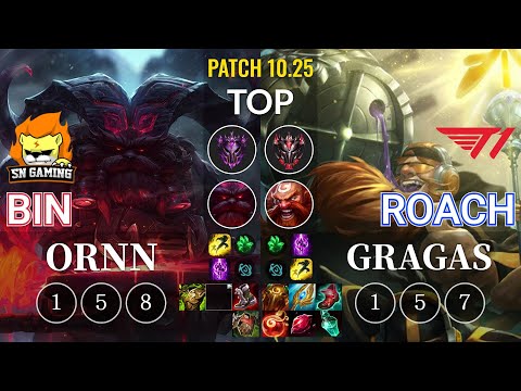 SN Bin Ornn vs T1.A Roach Gragas Top - KR Patch 10.25