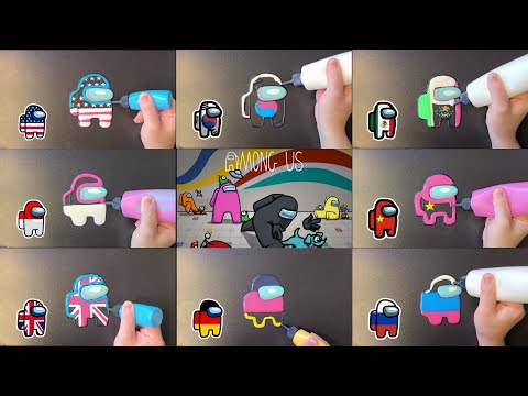 Among us Pancake Art - USA, Korea, Mexico, Indonesia, Vietnam, United Kingdom, Germany, Russia Flag