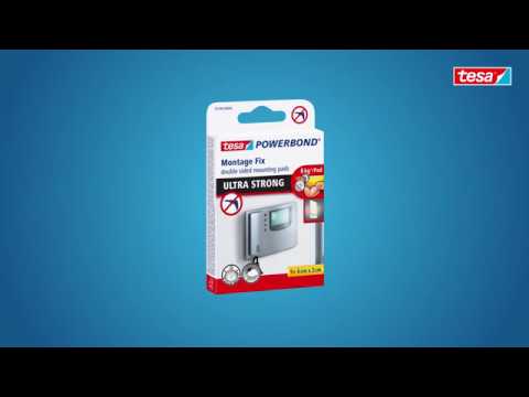Ypač stiprios dvipusio lipnumo pagalvėlės TESA Powerbond Ultra Strong, 20mm x 0,6m, 9 vnt. video