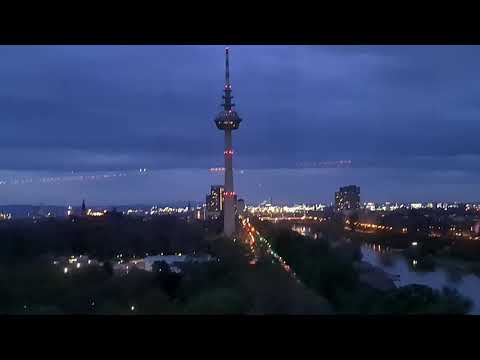 BUGA23 - Seilbahn bei Nacht über Mannheim
