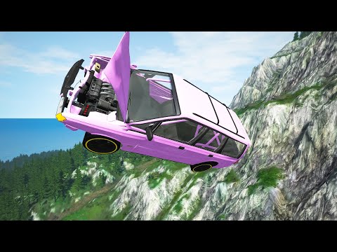 Contact with Mine Car Jump off Cliff - Beamng drive | SpeedRolls