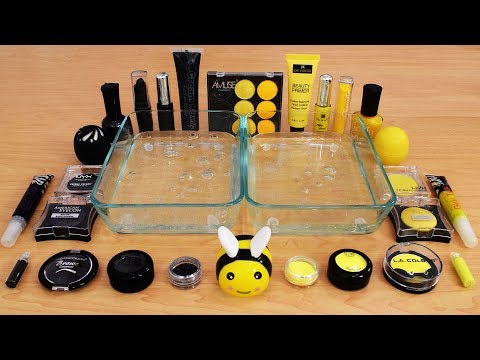 Mixing Makeup Eyeshadow Into Slime ! Black vs Yellow Special Series Part 14 Satisfying Slime Video Video