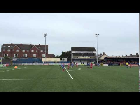Well taken goal by Ballyclare Colt Jack Montgomery v Abbey Villa