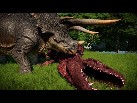 indominus rex vs stegoceratops Breakout & Fight - 🌎 Jurassic World Evolution Dinosaurs Fighting