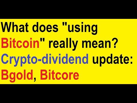 What does "using Bitcoin" really mean? Crypto-dividend update: Bgold, Bitcore Video