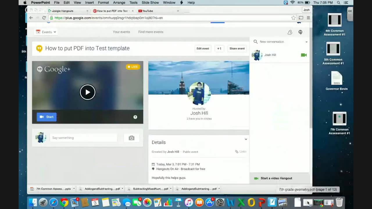 How to put PDF into Test template