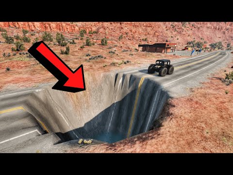 CARS VS GIANT PIT DEEP WATER - BeamNG Drive!