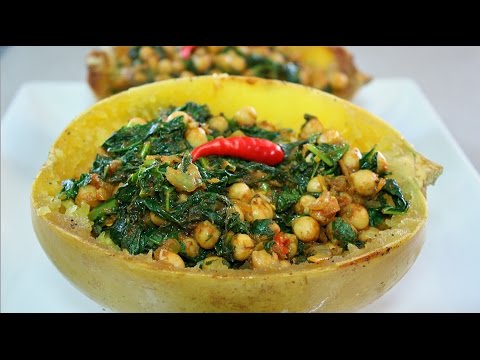 Chickpea Kale Curry With Spaghetti Squash