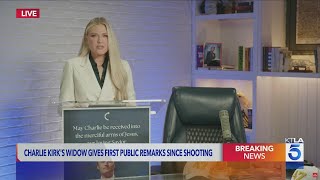 Charlie Kirk&#39;s widow, Erika Kirk, speaks for the first time since fatal shooting