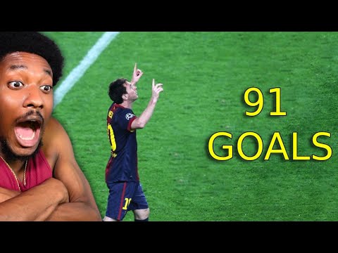 American Reacts To Lionel Messi - All 91 Goals in 2012! 🤯(This MF Was NOT Real 😭🔥)