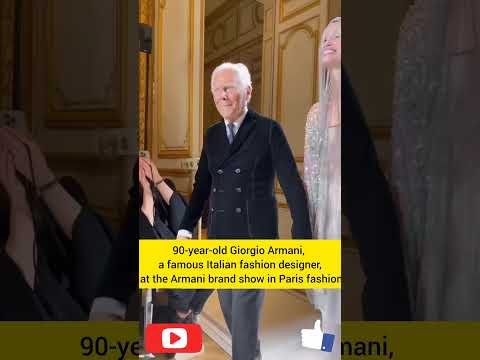 90 year old Giorgio Armani, a famous Italian fashion designer, at the Armani brand show in Paris fas