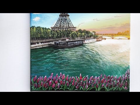 Spring in the city-Paris Acrylic painting #acrylicpaint #acryliconcanvas #arteza #springinparis