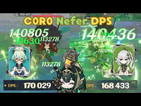 C0R0 Nefer Edges 170k DPS w/ Columbina (7 Rotations of Sucrose vs. Nahida)