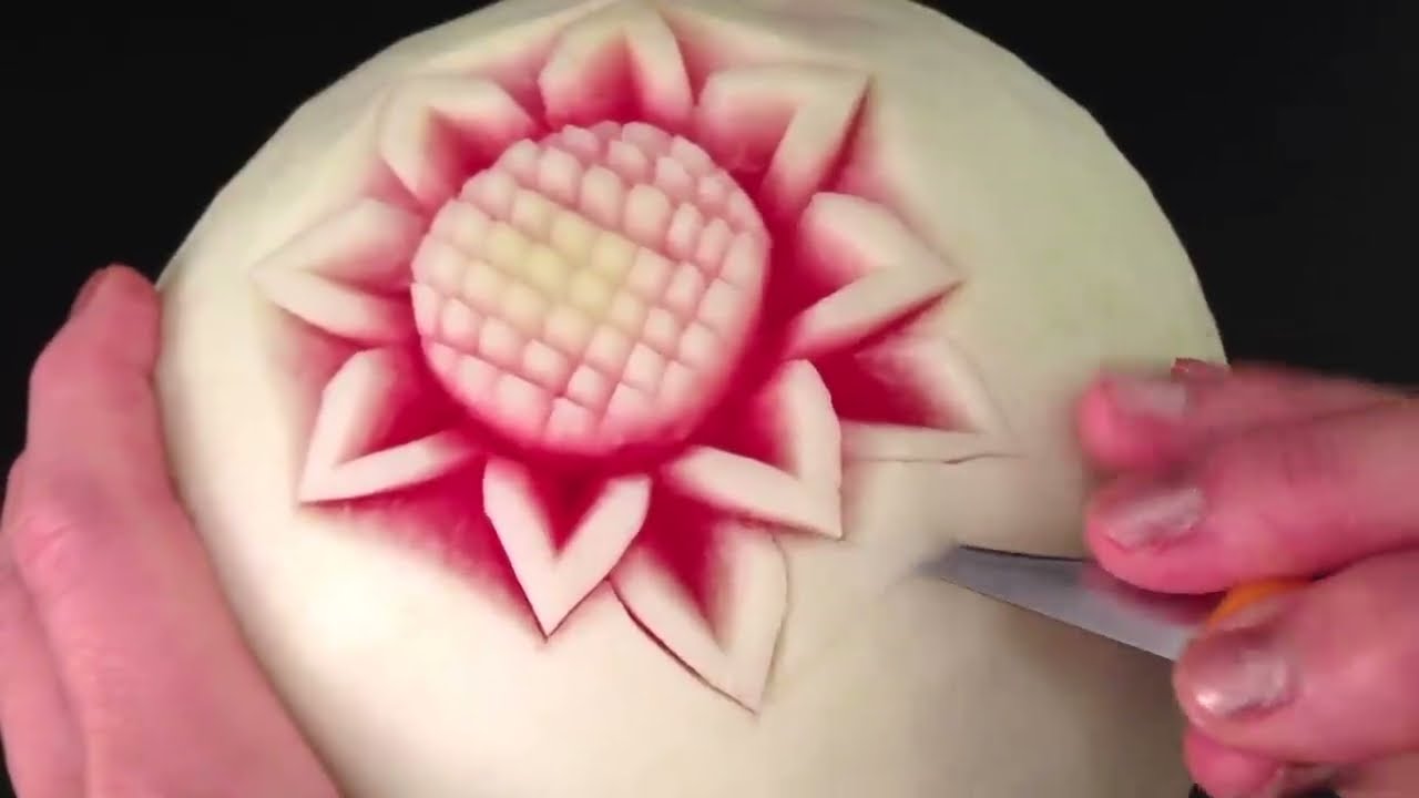 watermelon fruit carving flower