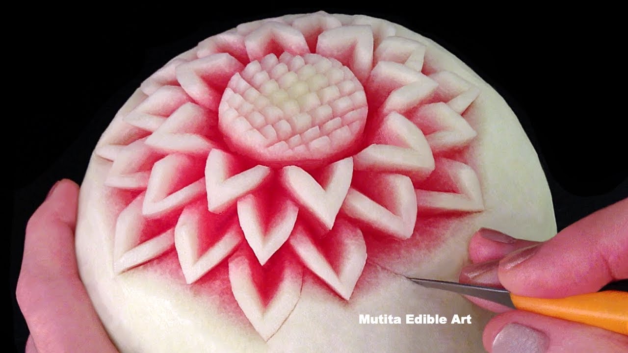 watermelon fruit carving flower